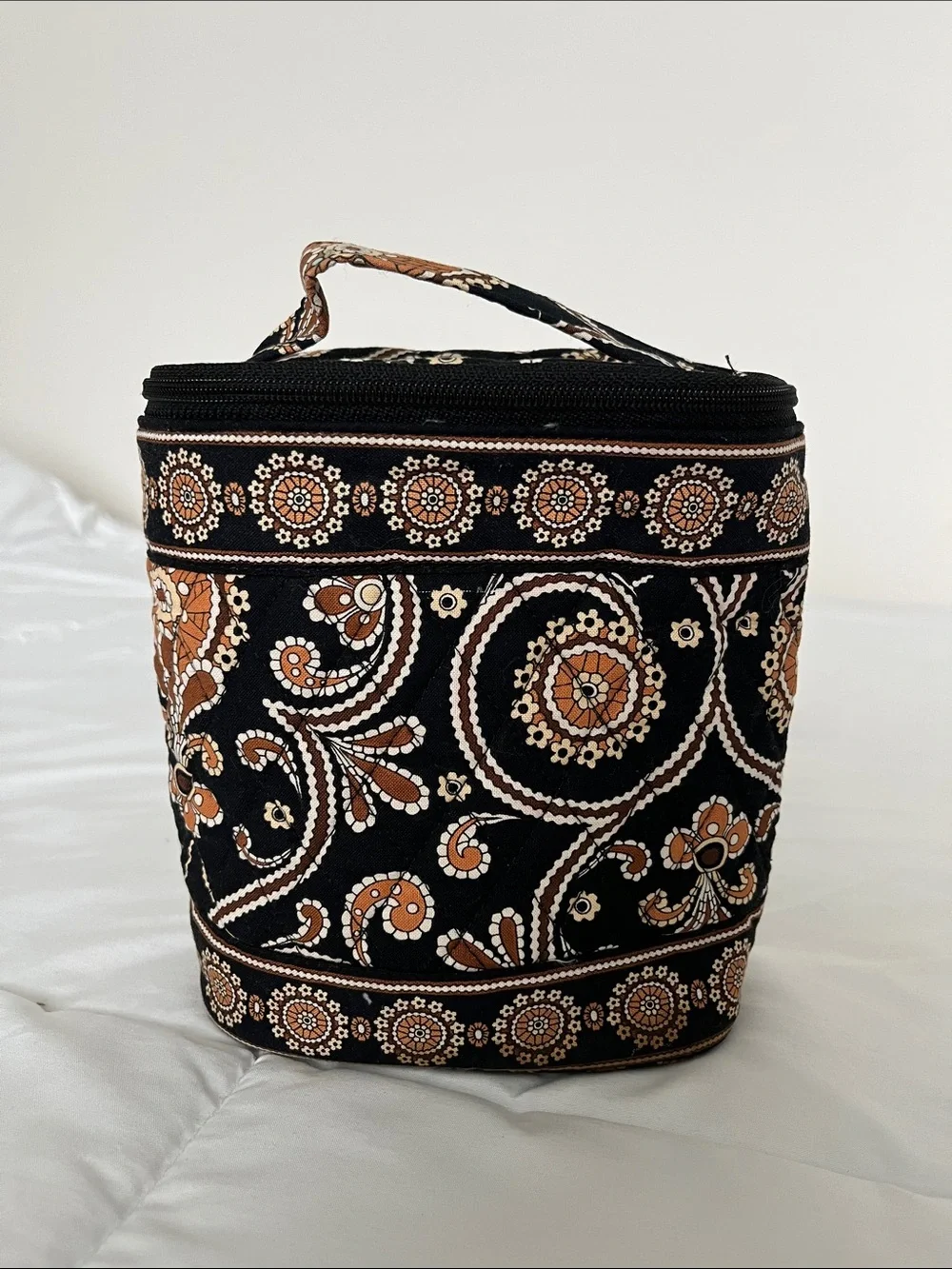Vera Bradley Black and Brown Floral Quilted Cosmetic Case,  Cool Keep lunchbox
